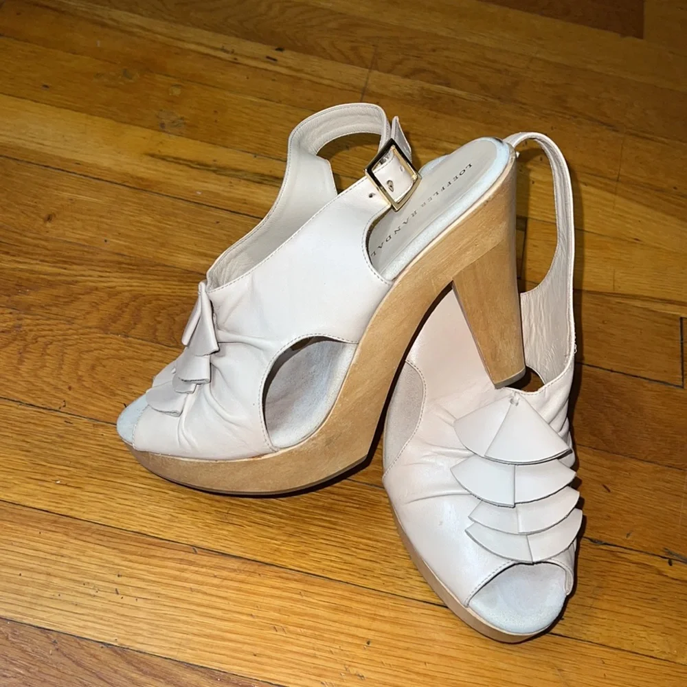 Loeffler Randall Leather Peep Toe Heels, size 10